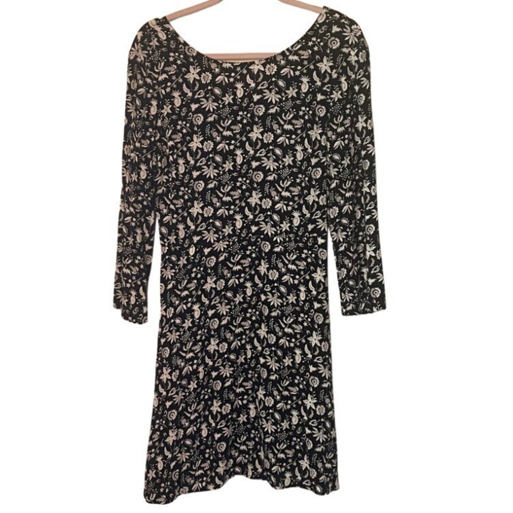 Gap For Good Dress Size 6 Tall Black & White Floral A Line Lightweight Pockets